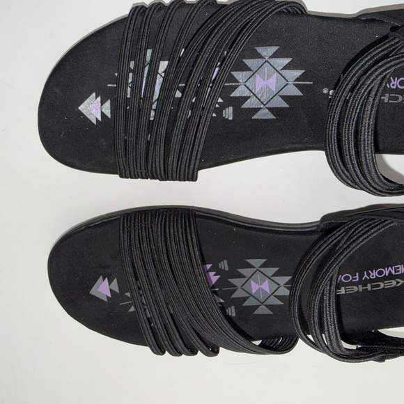 SKECHERS New $60 Womens 11 Black Reggae Strappy Flat Stretch Sandals Box 10B - Picture 7 of 7